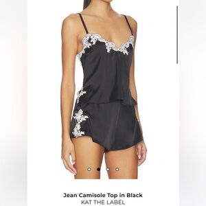 Kat The Label Black Lace-Trim Camisole Only